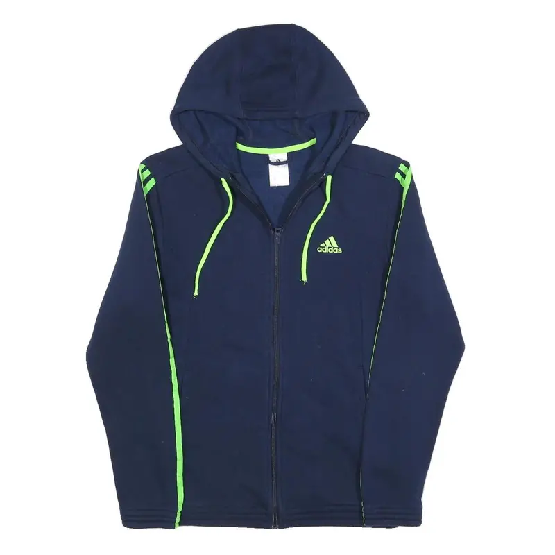 Adidas Mens Navy & Green Full Zip Hoodie S Lightweight Sportswear 1