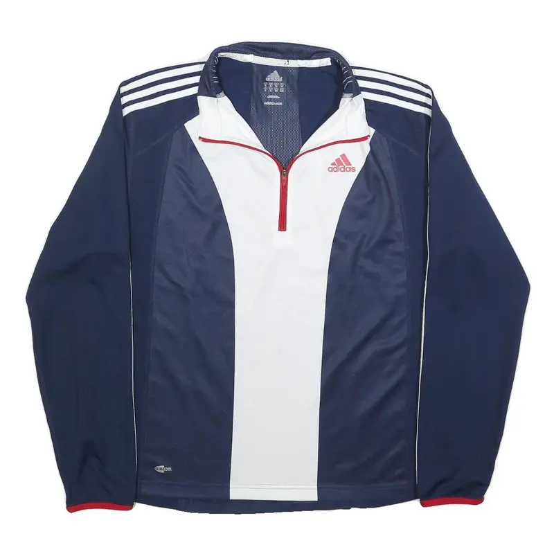 Adidas Mens Navy & White Quarter Zip Sweatshirt Xl Sports Casual Athletic 1