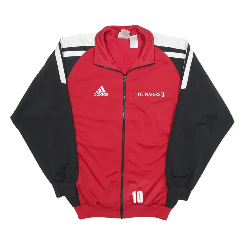 Adidas Mens Red & Black Football Track Jacket M Polyester Zip Sports Training 1