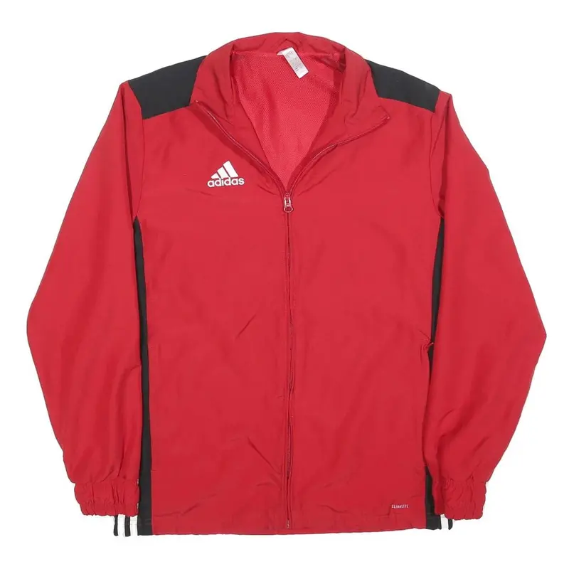 Adidas Mens Red & Black Lightweight Jacket S Polyester Zip Plain Sportswear 1