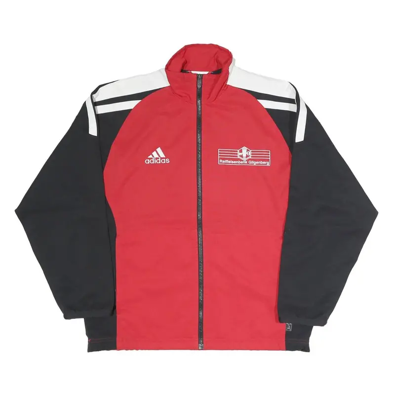 Adidas Mens Red & Black Track Jacket L Polyester Blend Zip Plain Casual 1