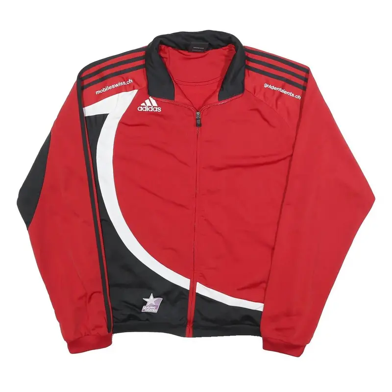 Adidas Mens Red & Black Zip Jacket L Polyester Sports Track Athletic 1