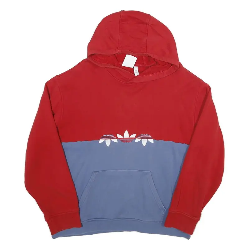 Adidas Mens Red & Blue Hoodie M Colourblock Cotton Casual Pullover 1