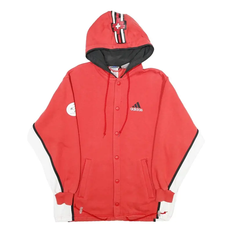 Adidas Mens Red Contrast Panel Cotton Blend Hoodie Xs Sports Casual 1