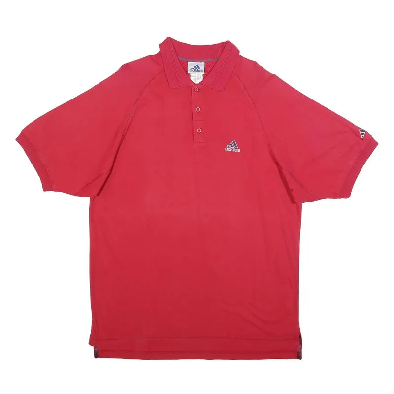 Adidas Mens Red Cotton Blend Short Sleeve Polo Shirt M Branded Logo Casual 1