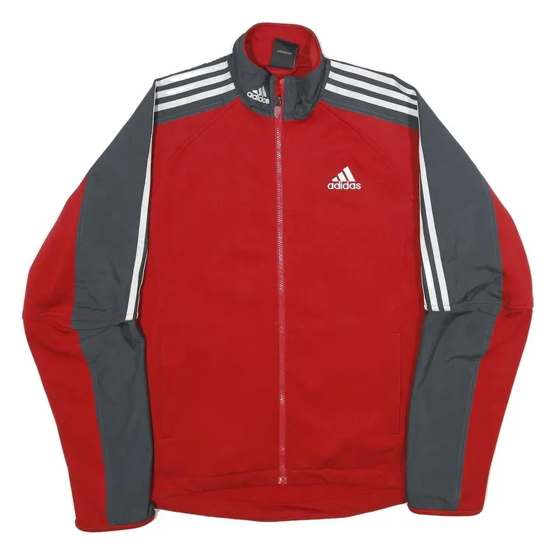 Adidas Mens Red & Grey Track Zip Jacket M Polyester Sportswear Casual 1