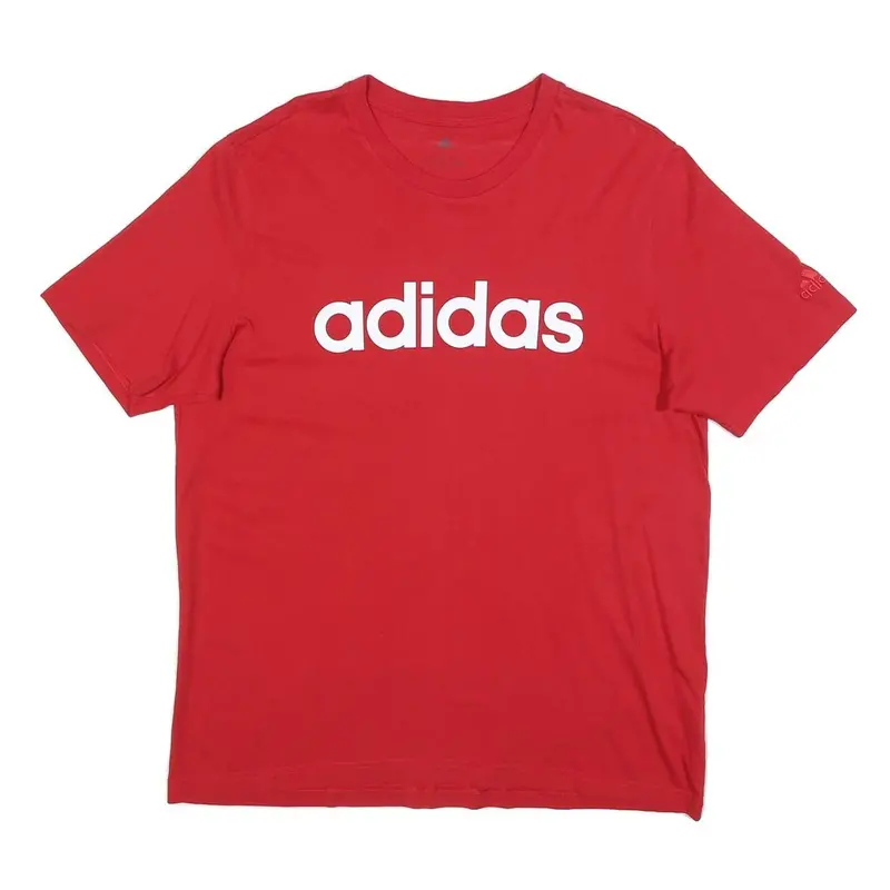 Adidas Mens Red Logo Graphic T-Shirt L Short Sleeve Crew Neck Casual Sportswear 1