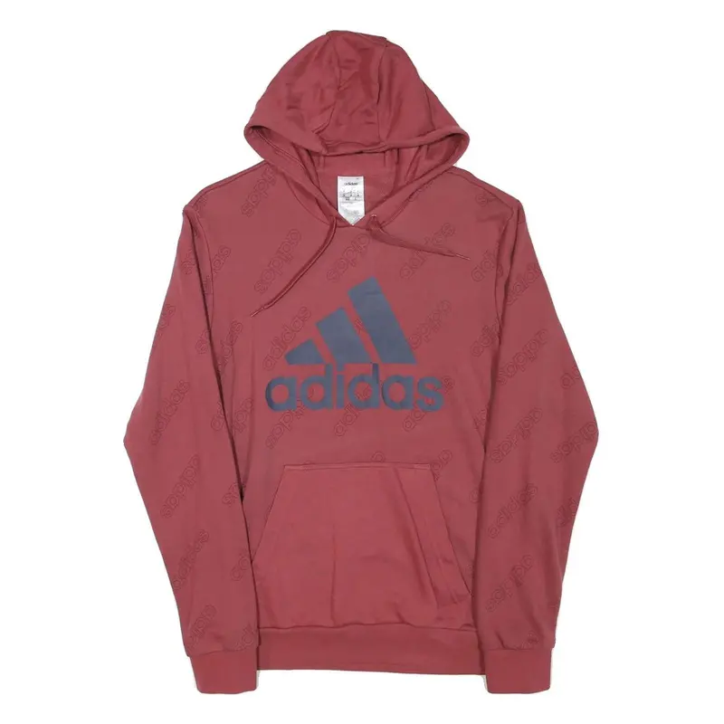 Adidas Mens Red Pullover Hoodie M Cotton Blend Casual Sportswear 1