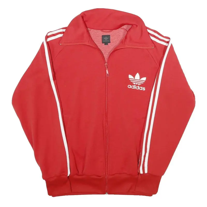 Adidas Mens Red Track Jacket M Polyester Blend Zip Plain Classic Sportswear 1