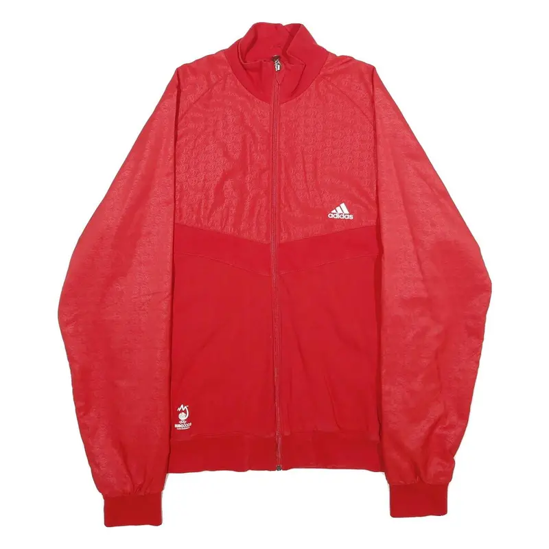 Adidas Mens Red Xl Cotton Blend Jacket Zip Plain Classic Sportswear 1