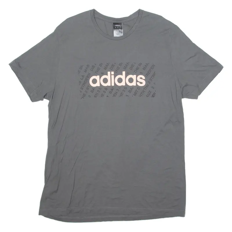 Adidas Mens T-Shirt Grey Crew Neck Xl 1