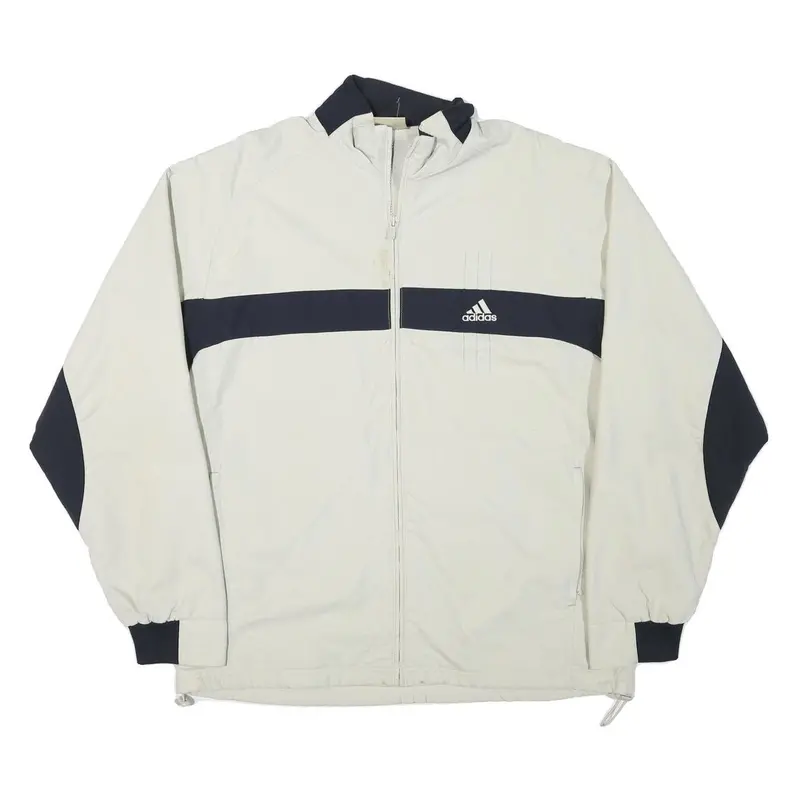 Adidas Mens White & Navy Colourblock Zip Jacket Xl Polyester Blend Athletic 1