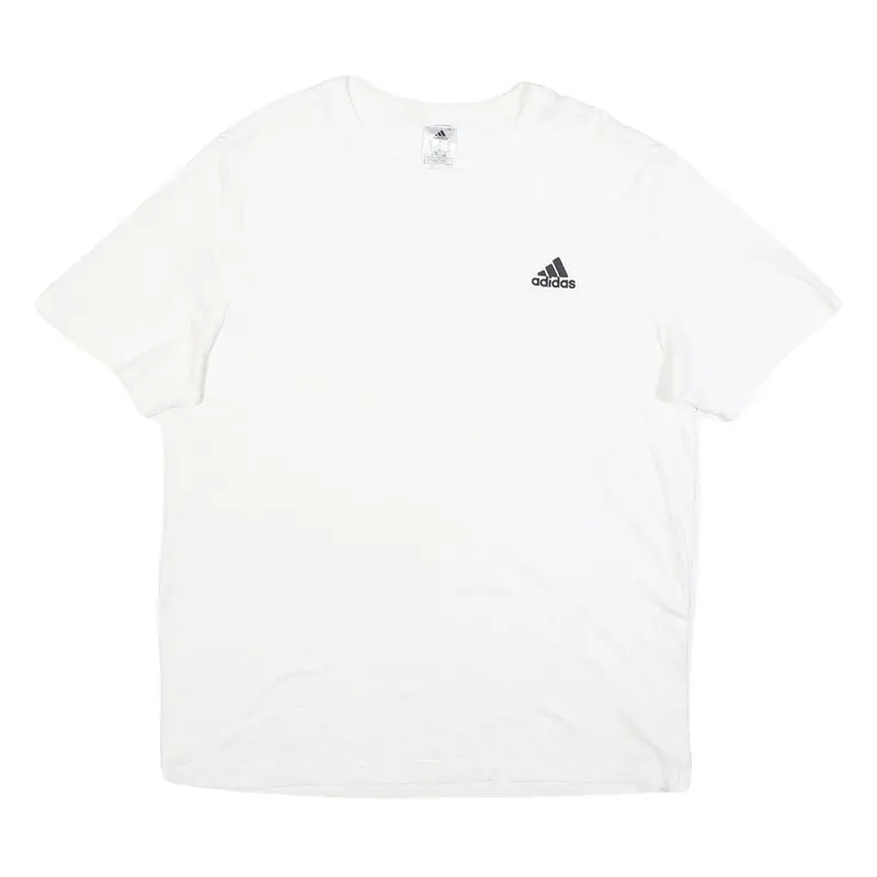 Adidas Mens White Xl Casual T-Shirt Short Sleeve Crew Neck Cotton Plain Logo 1