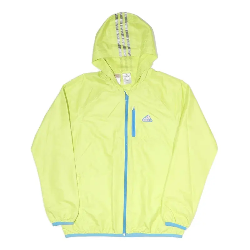 Adidas Mens Yellow & Blue Hooded Zip Jacket S Polyester Blend Sports Casual 1