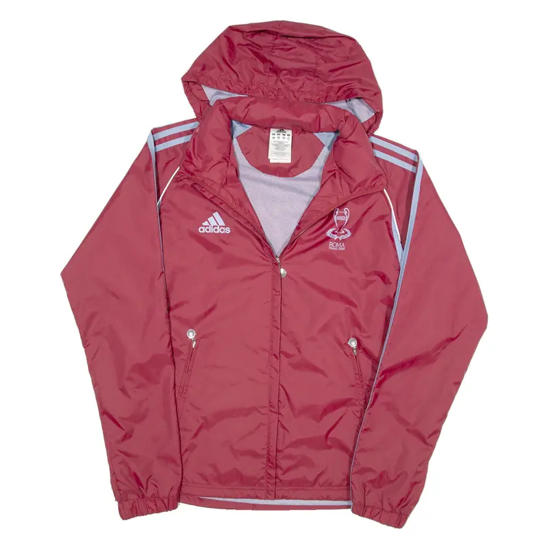 Adidas Mesh Lined Roma Finale 2009 Womens Track Jacket Maroon Hooded Uk 10 1