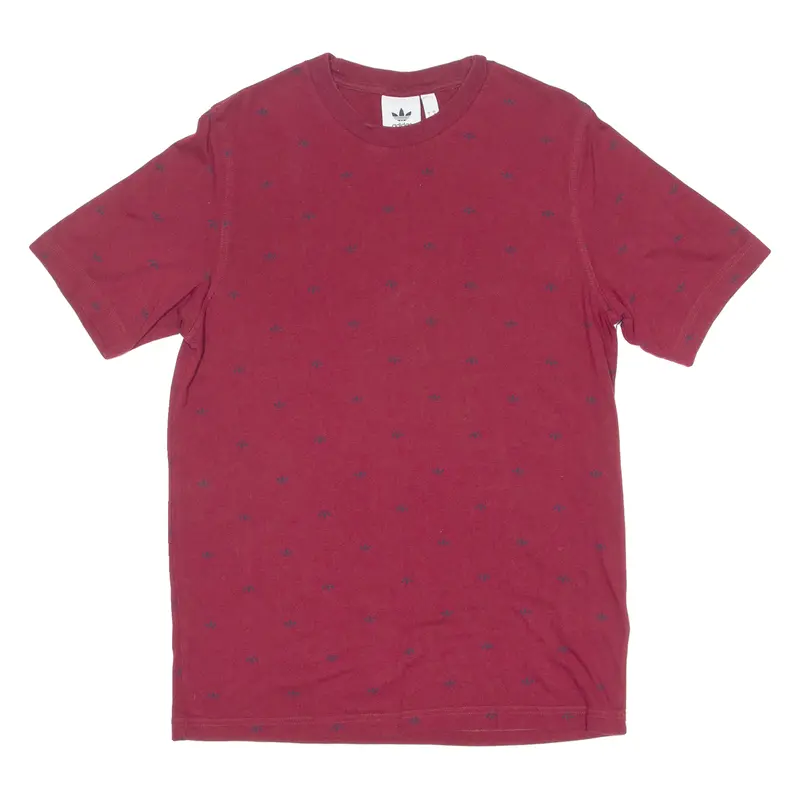 Adidas Originals All Over Print Mens T-Shirt Maroon Crew Neck S 1