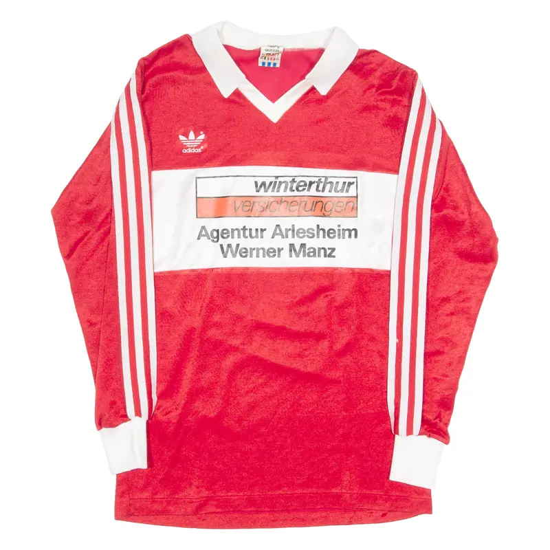 Adidas Originals Mens Football Shirt Jersey Red Long Sleeve Collared M 1
