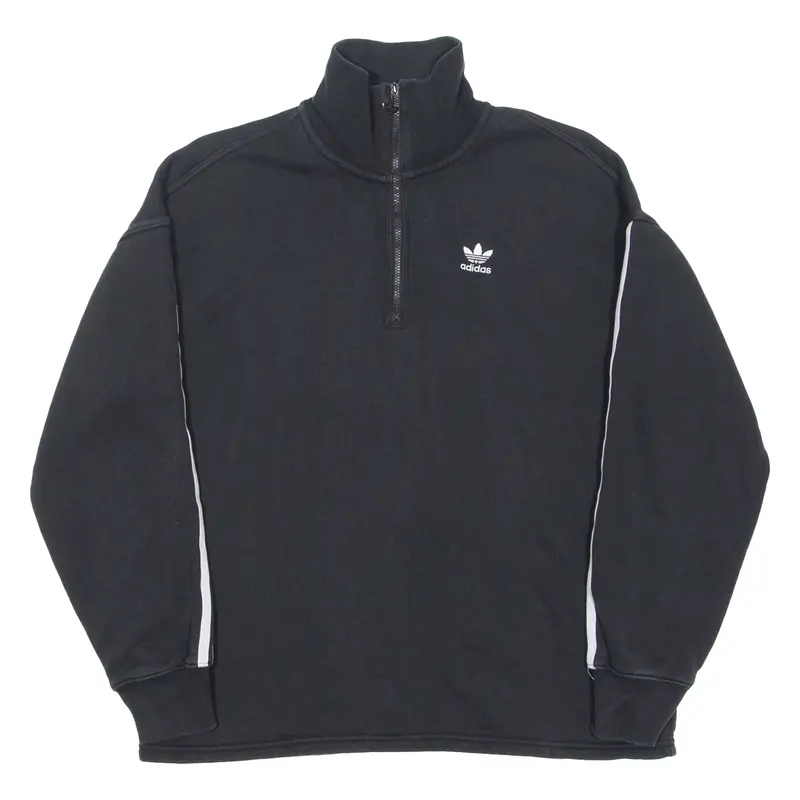 Adidas Originals Womens Sweatshirt Black 1/4 Zip Uk 8 1