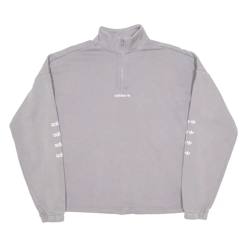 Adidas Originals Womens Sweatshirt Grey 1/4 Zip Uk 12 1