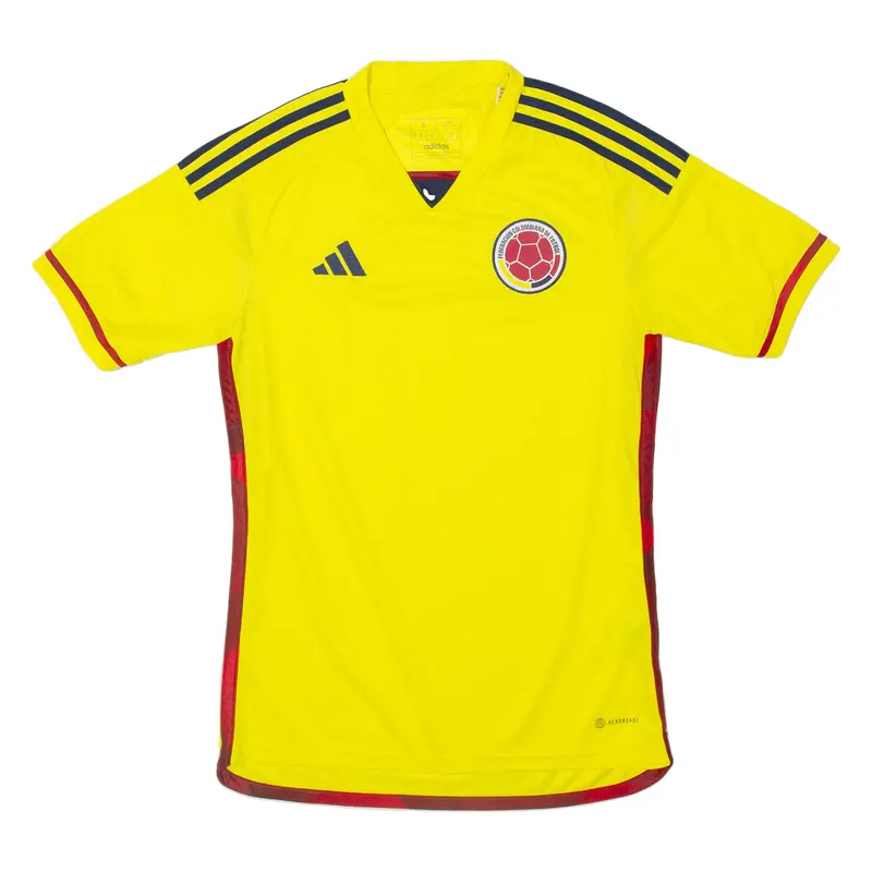 Adidas Slim Fit Columbia 2020 Home Mens Football Shirt T-Shirt Yellow V-Neck S 1