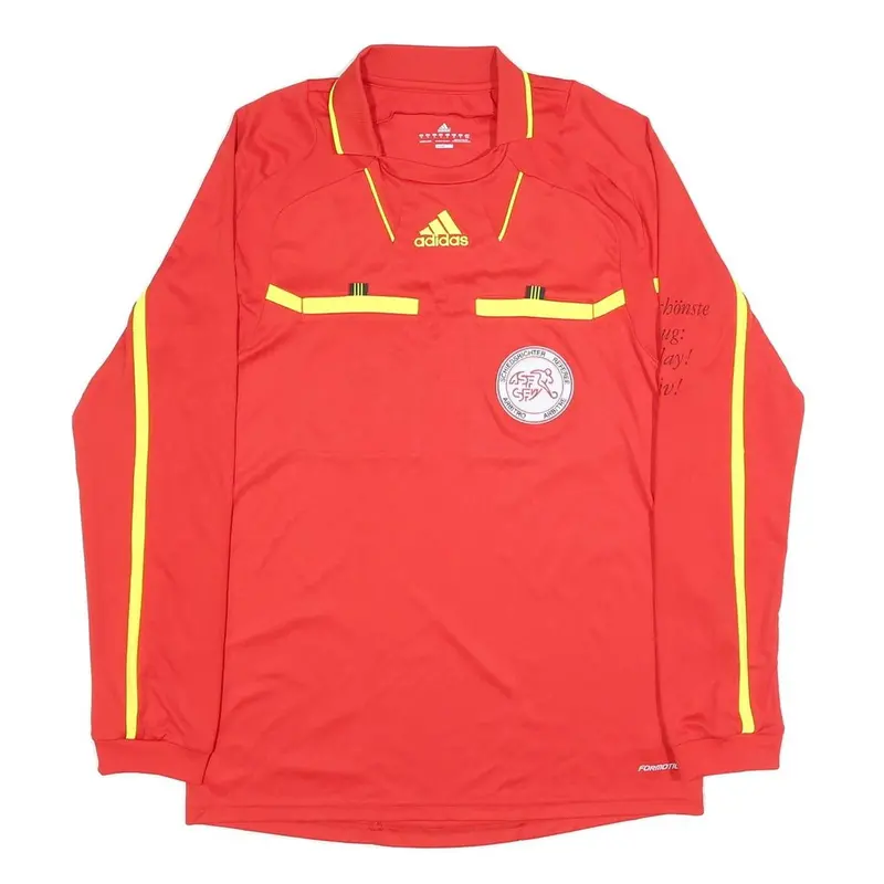 Adidas Switzerland Fa 2011-12 Referee Mens Red Long Sleeve Football Jersey M 1