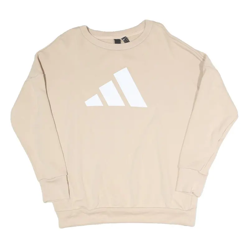 Adidas Womens Beige Sweatshirt Crew Neck S Cotton Blend Casual Comfort 1