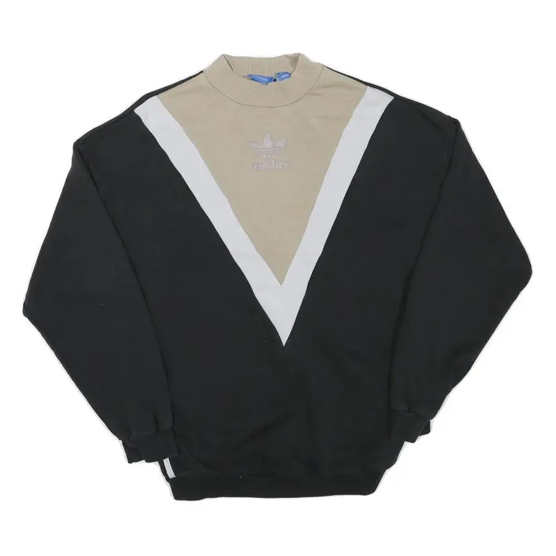 Adidas Womens Black & Beige V Panel Crew Neck Uk 10 Sweatshirt Cotton Blend 1