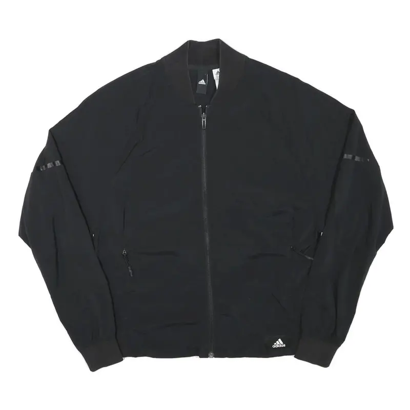 Adidas Womens Black Bomber Jacket S Polyester Blend Plain Zip Casual Lightweight 1
