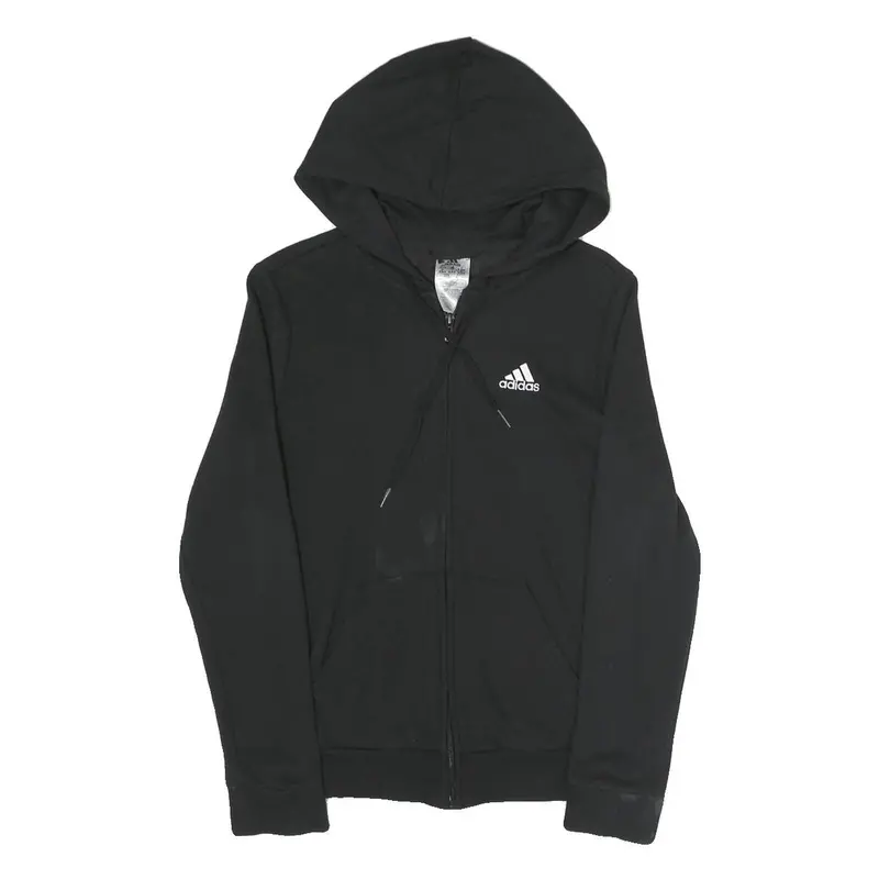 Adidas Womens Black ¼ Zip Hoodie Xs Logo Sleeve Casual Cotton Blend Sweatshirt 1