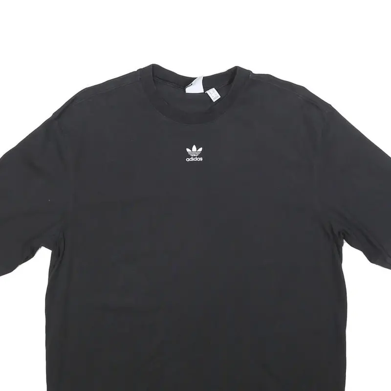 Adidas Womens Black Classic T-Shirt Uk 12 Short Sleeve Crew Neck Logo Print 2