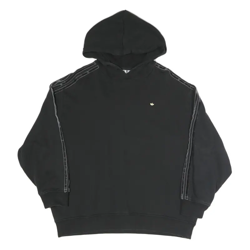 Adidas Womens Black Cotton Blend Hoodie Uk 14 Three Stripe Casual 1