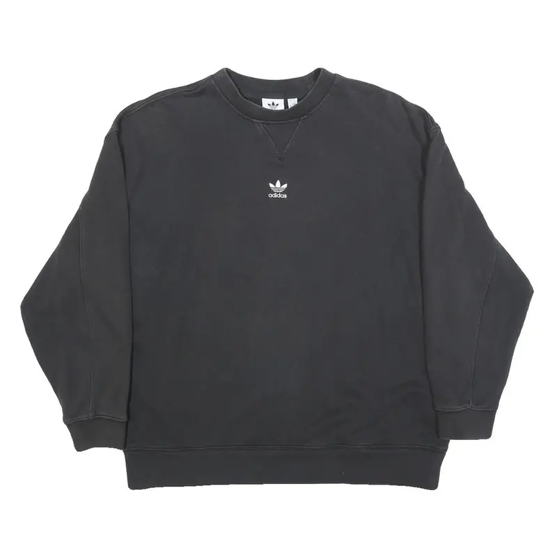 Adidas Womens Black Crew Neck Sweatshirt Uk 6 Cotton Blend Casual Pullover 1