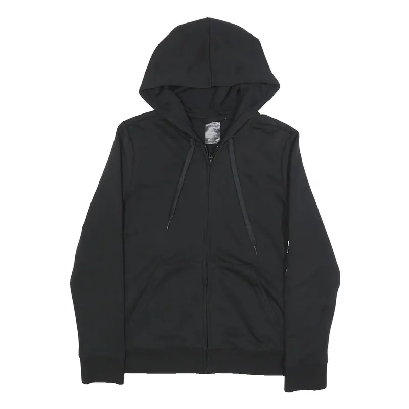 Adidas Womens Black Full Zip Hoodie M Logo Sleeve Print Casual Sportswear 1