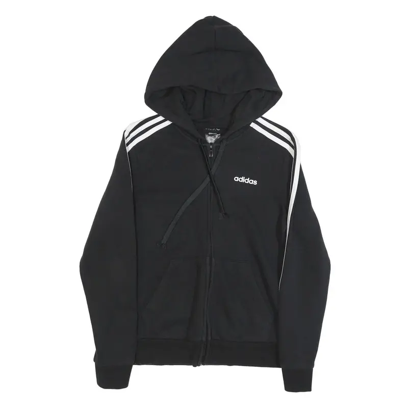 Adidas Womens Black Full Zip Hoodie S Cotton Blend Casual Sportswear 1