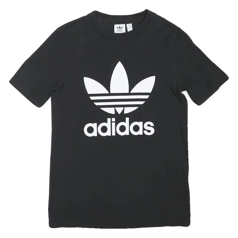 Adidas Womens Black Graphic T-Shirt Uk 6 Short Sleeve Crew Neck Cotton Blend 1