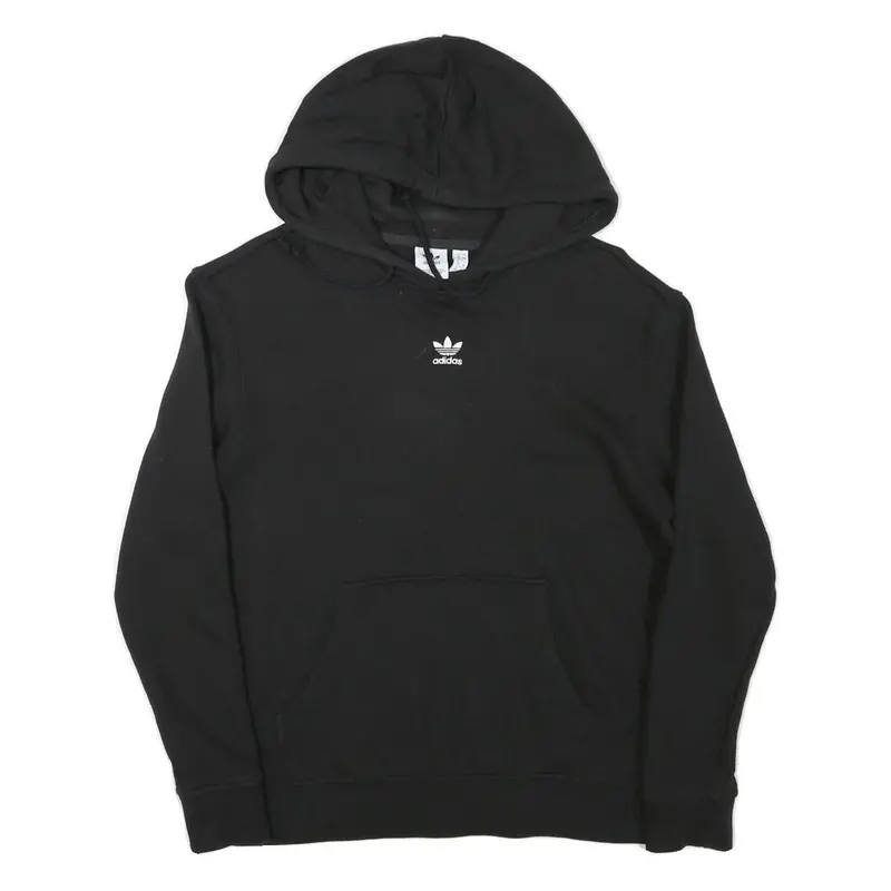 Adidas Womens Black Hoodie M Cotton Blend Pullover Lightweight Hooded Sweatshirt 1