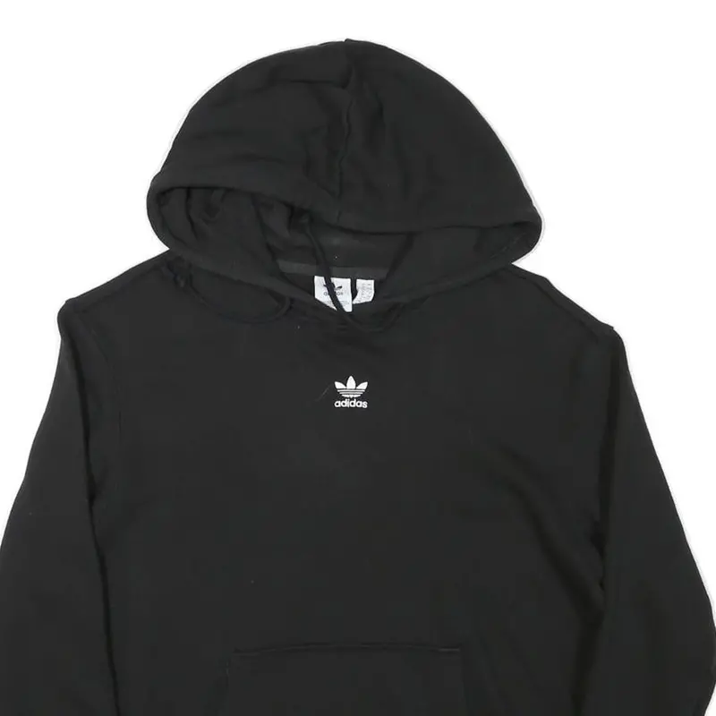 Adidas Womens Black Hoodie M Cotton Blend Pullover Lightweight Hooded Sweatshirt 2
