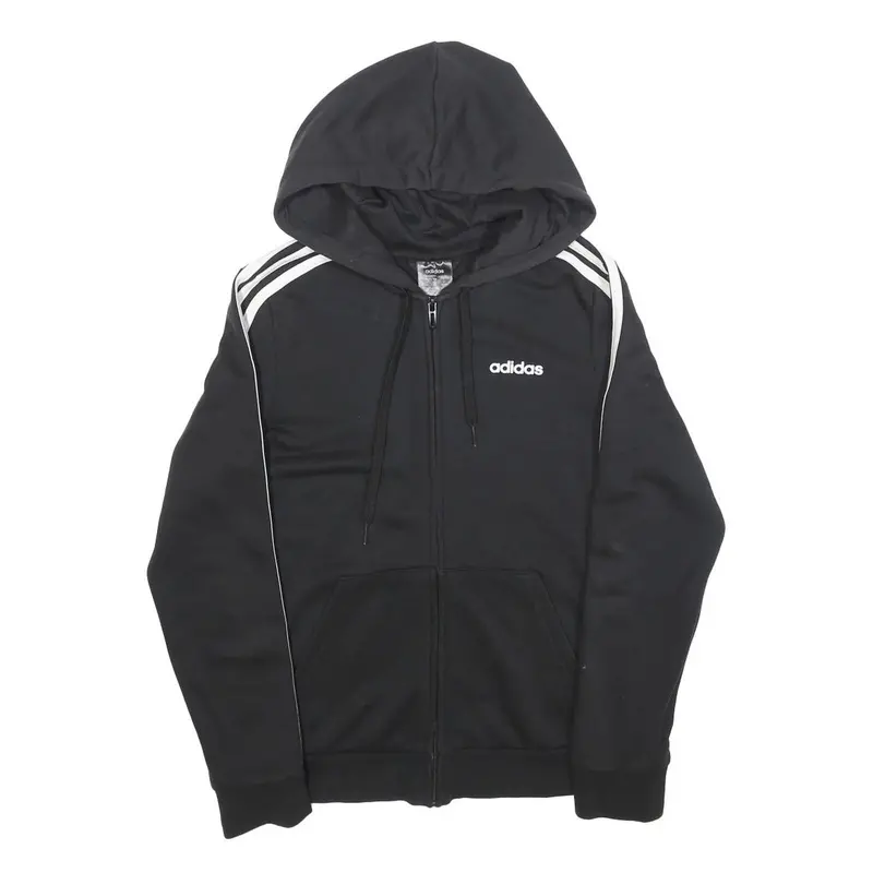 Adidas Womens Black Hoodie S Cotton Blend Full Zip Sports Casual Sweatshirt 1