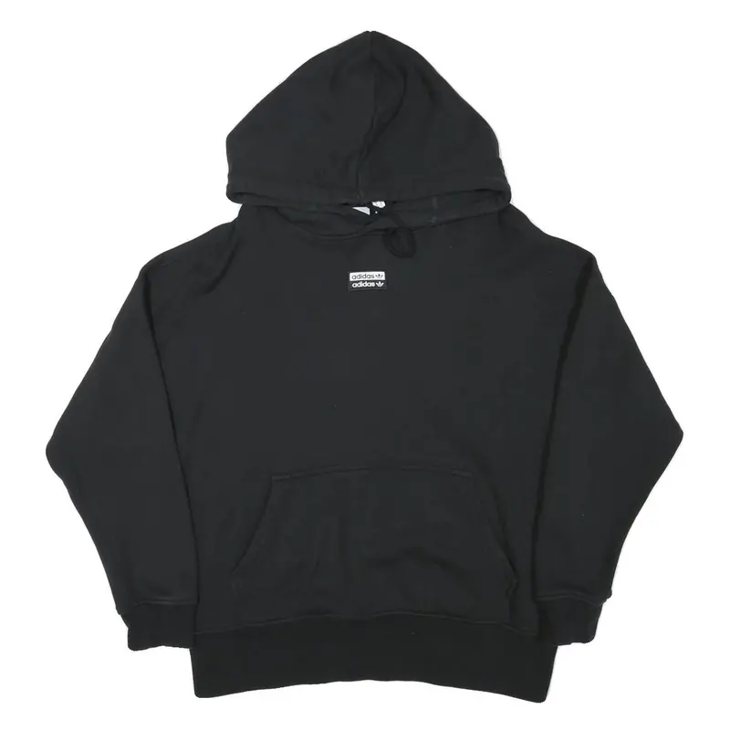 Adidas Womens Black Hoodie Uk 10 Cotton Blend Casual Pullover Sweatshirt 1