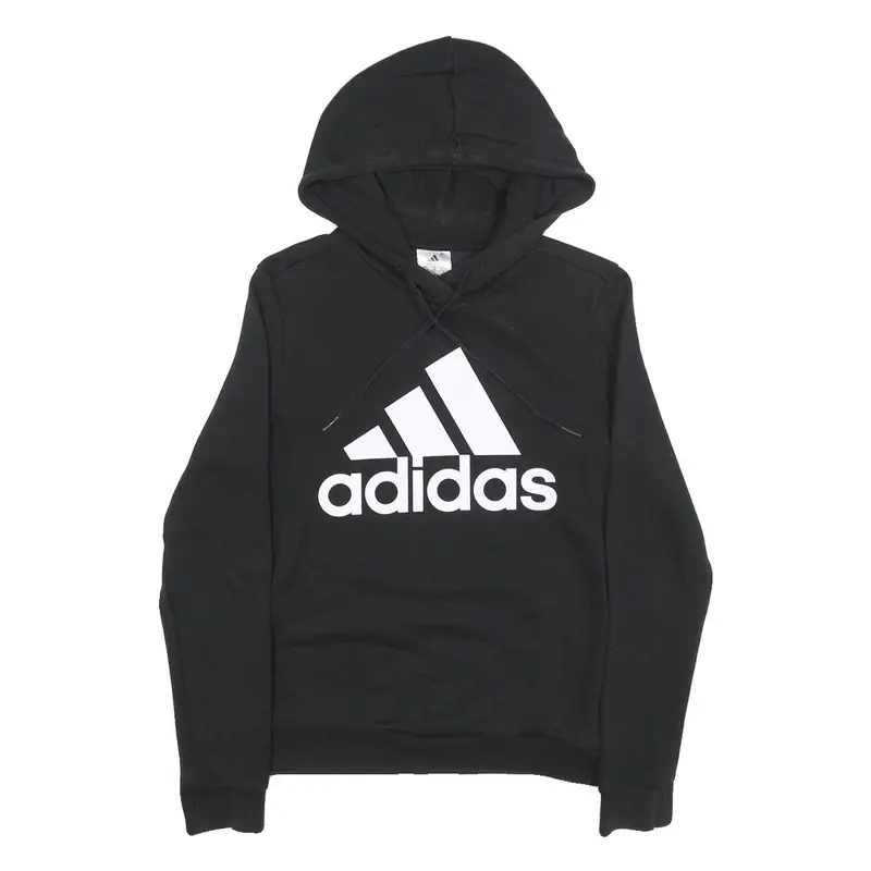 Adidas Womens Black Hoodie Xs Cotton Blend Pullover Logo Sweatshirt 1