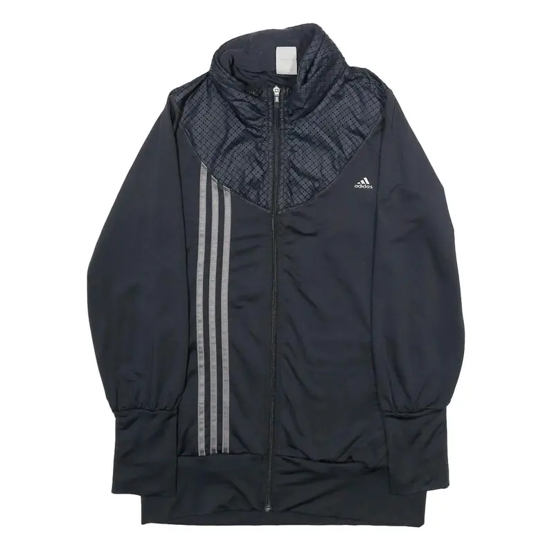 Adidas Womens Black Polyester Blend Zip Jacket Uk 14 Sportswear Track 1