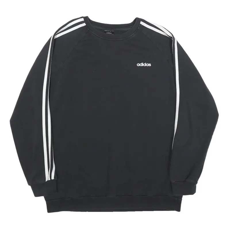 Adidas Womens Black Sweatshirt L Crew Neck Cotton Blend Sportswear 1