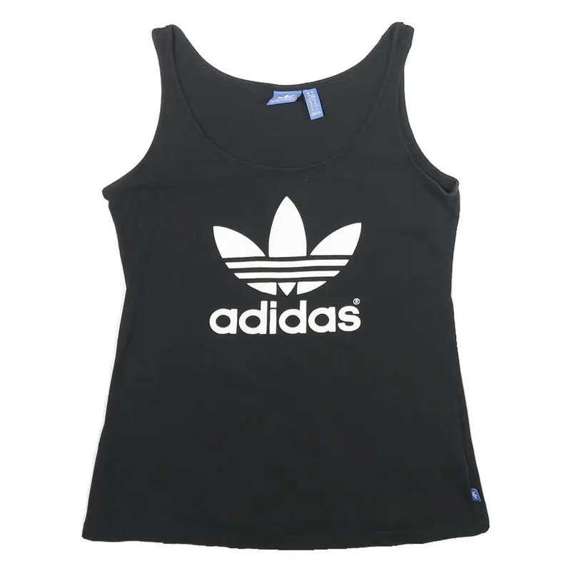 Adidas Womens Black Vest Uk 10 Sleeveless Crew Neck Cotton Sports Casual 1
