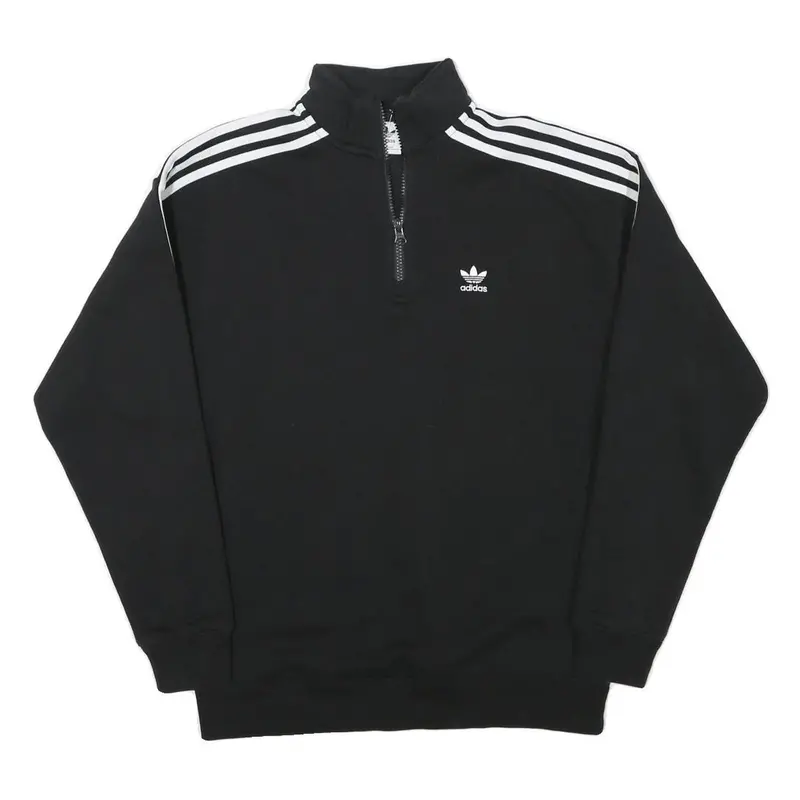 Adidas Womens Black & White 1/4 Zip Sweatshirt Uk 4 Casual Sportswear 1