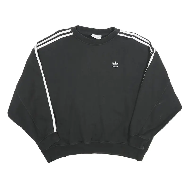 Adidas Womens Black & White Sweatshirt Crew Neck Uk 10 Logo Classic Sportswear 1