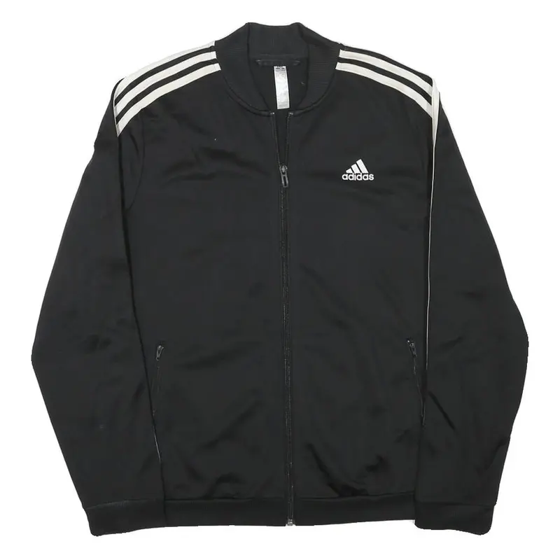 Adidas Womens Black & White Track Jacket M Polyester Blend Zip Athletic Fit 1