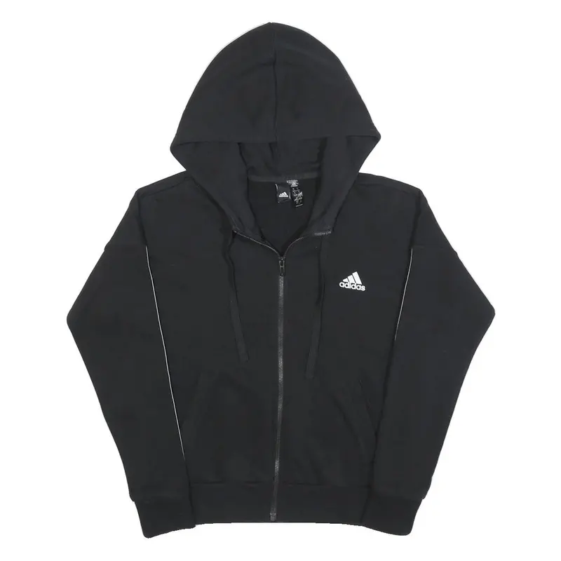 Adidas Womens Black Zip Up Hoodie S Cotton Blend Sportswear 1