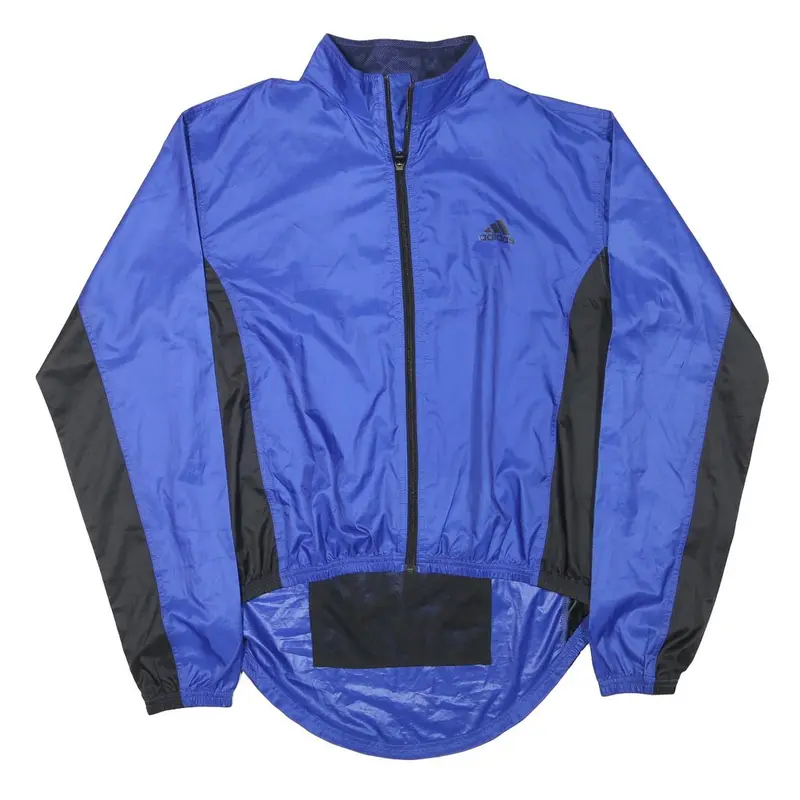 Adidas Womens Blue & Black Track Jacket M Polyester Blend Zip Plain Lightweight 1