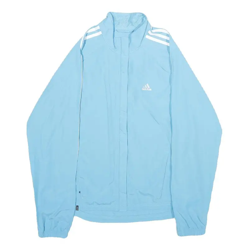 Adidas Womens Blue Sports Track Jacket Uk 14 Polyester Zip Athletic Fit 1