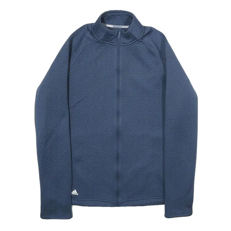 Adidas Womens Blue Track Jacket M Polyester Chevron Zip Sportswear Fitness 1